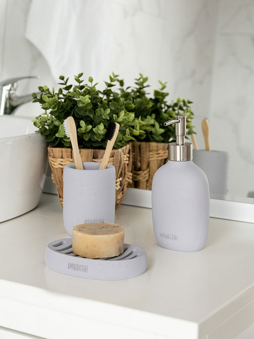 Диспенсер для жидкого мыла 370мл серый полирезина