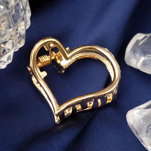 Цена за 6 шт. Крабик для волос «Маргарита», сердце, 2.5 см, золото