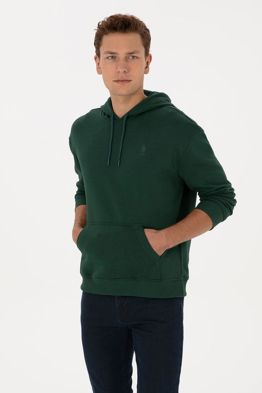 Erkek Comfort Fit Kap__onlu Koyu Ye_il Basic Sweatshirt - U.s. polo assn фото 3