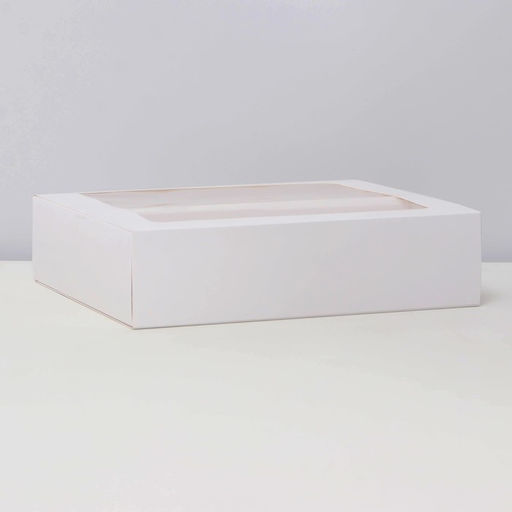Коробка для кондитерских изделий, с окном, белая, 22.1×25.5×6.5