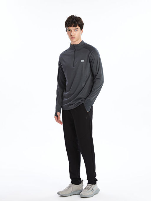 Dik Yaka Uzun Kollu Erkek Spor Ti??rt