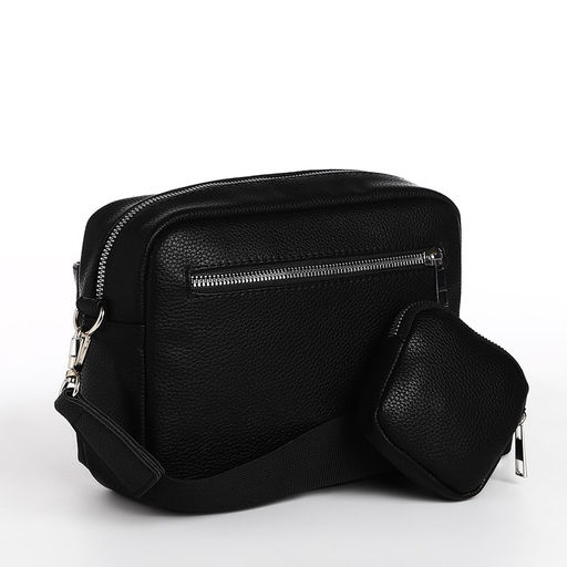 Сумка женская кросс-боди TEXTURA на молнии, 16×7×17 см, чёрная