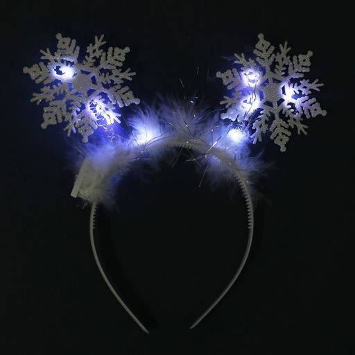 Ободок новогодний карнавальный «Снежинка» с белыми диодами