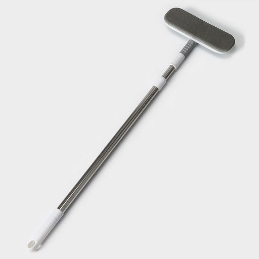 Щётка для окон Raccoon, телескопическая нержавеющая ручка 77(123) см, силиконовый сгон 22 см, велюровая насадка 227 см, цвет МИКС - Simaland фото 4