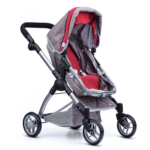 Коляска - трансформер 9620 для кукол, металлическая, регулируемая ручка, с корзиной, в пакете