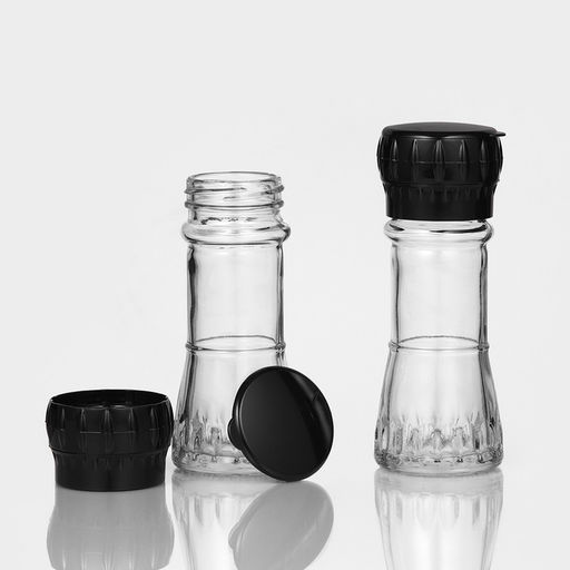 Набор стеклянных мельниц, 80 мл, 2 шт, цвет чёрный - Simaland фото 3