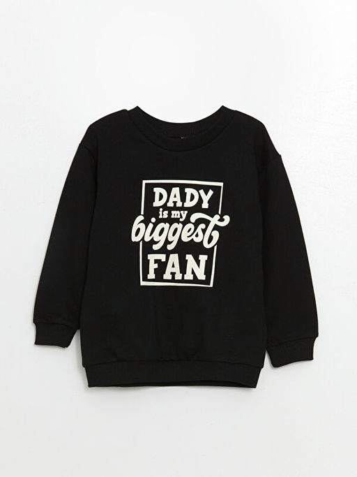 Bisiklet Yaka Bask?l? Erkek Bebek Sweatshirt ve E?ofman Alt 2li Tak?m - Waikiki фото 2