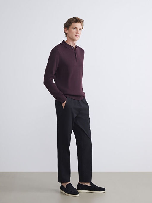 Polo Yaka Uzun Kollu Erkek Triko Kazak