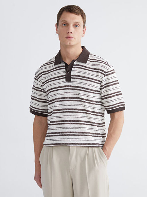 Polo Yaka ?izgili Penye Erkek Ti??rt