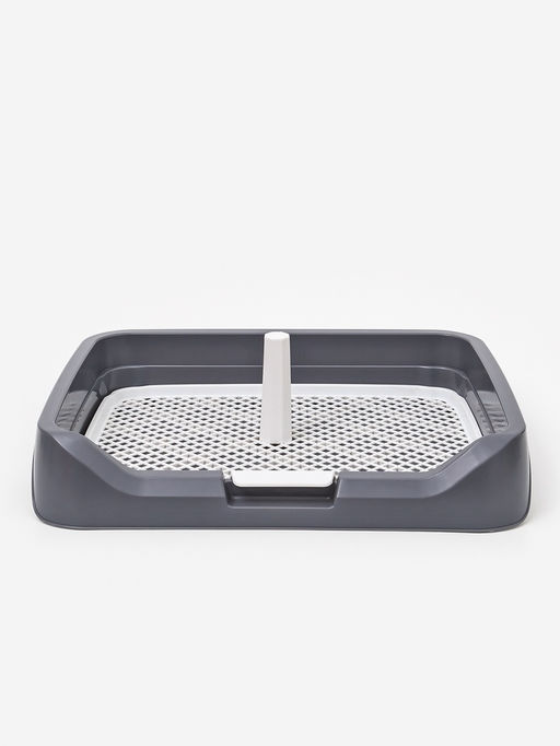 Туалет для собак 48 х 39 х 8,5 см с бортами, съёмной решеткой и столбиком, серый