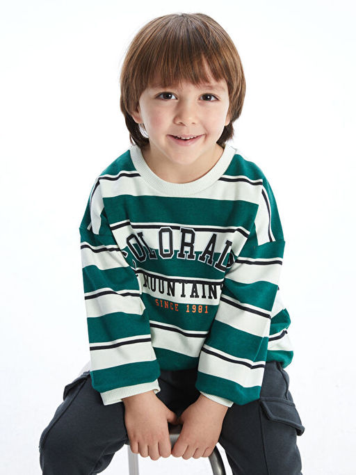 Bisiklet Yaka Erkek ?ocuk Sweatshirt ve E?ofman Alt 2li