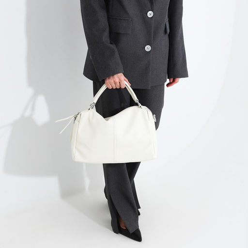 Сумка-саквояж на молнии, длинный ремень, цвет белый - Simaland фото 8