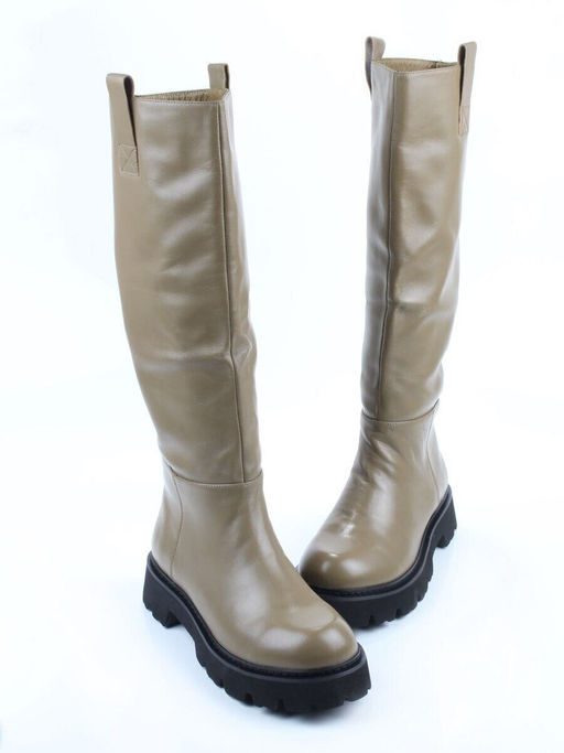 02-E39B-53JN GREEN Сапоги демисезонные женские (натуральная кожа)