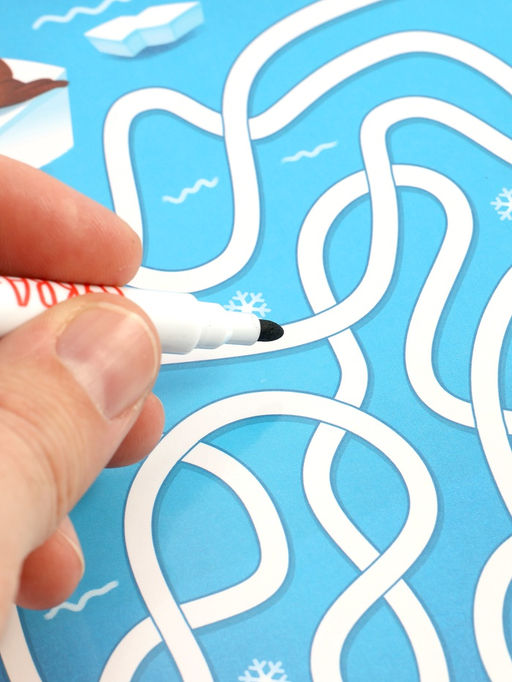 Книга «Многоразовые лабиринты», с маркером, 40 стр.