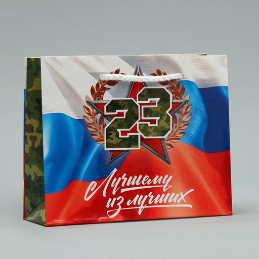 Цена за 3 шт. Пакет подарочный ламинированный, упаковка, «С 23 февраля», S 15×12×5.5 см