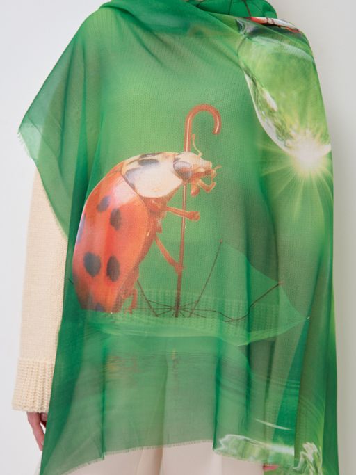 Большой, красивый двусторонний платок с рисунком в стиле арт-декои необычной текстурой ткани - Tantino фото 6