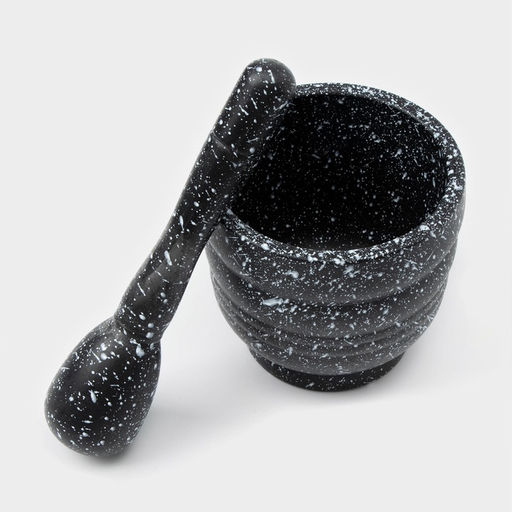 Ступка с пестиком Доляна «Чёрный камень», 250 мл, 9×10 см, чёрная