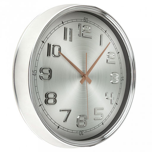 Часы настенные Гигант д41,5см, h6см, мягкий ход, циферблат серый полосатый; цифры арабские, серебряный; корпус пластик, серебряный; в коробке (Китай) - Домашняя мода фото 2