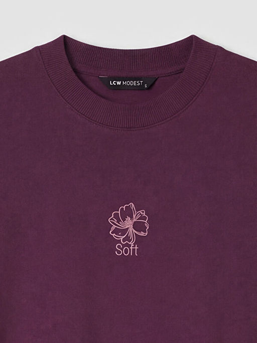 Bisiklet Yaka Bask?l? Kad?n Ti??rt