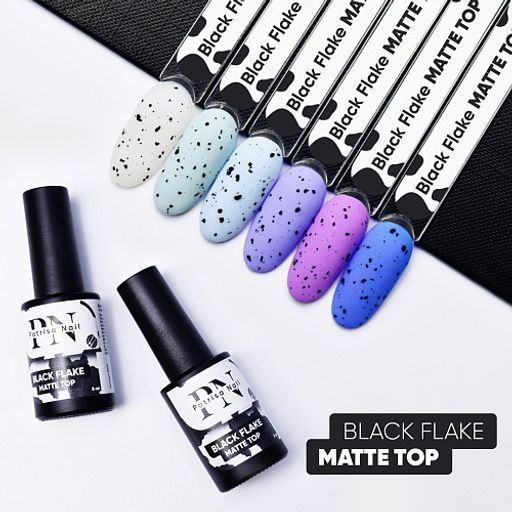 Топ матовый Black Flake с чёрными хлопьями - Patrisa nail фото 3