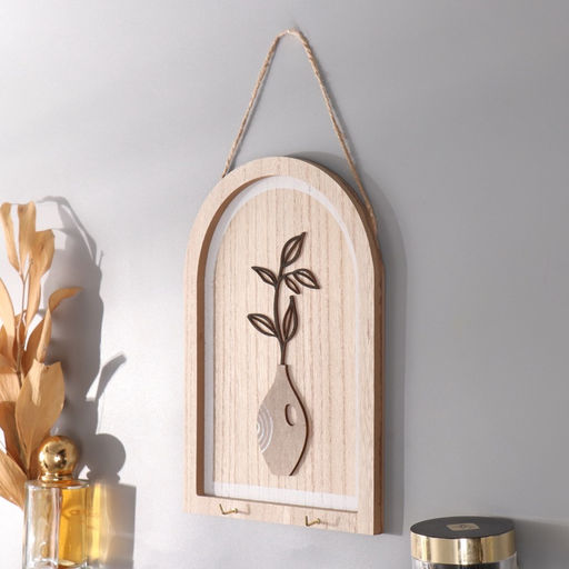 Настенные крючки декоративные «Веточка в вазе», дерево, 2.5×16×23.5 см