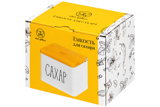 Емкость для хранения 1,5 л 14*11*11 см "Сахар" с бамбуковой крышкой, белая