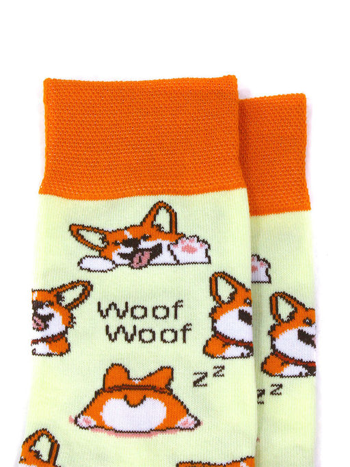 Носки р.35-40 Wow Корги на бежевом - Krumpy фото 3