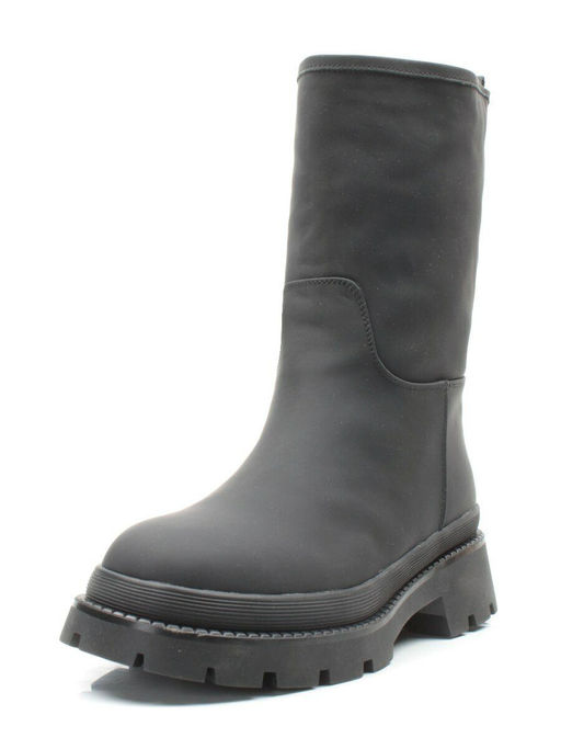 04-C186M BLACK Ботинки зимние женские (натуральная кожа (нубук) натуральный мех) - Фабричный китай фото 6