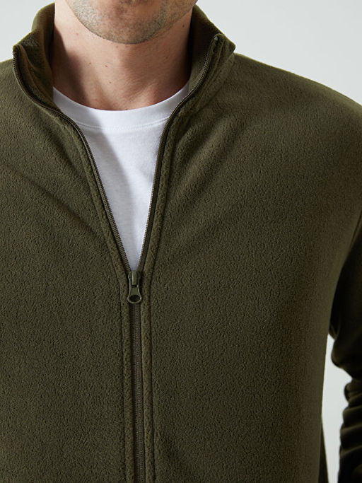 Dik Yaka Uzun Kollu Polar Erkek Fermuarl? Sweatshirt