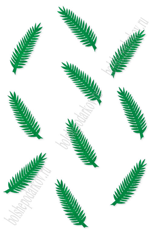 Лазерная вырубка из фетра "Веточка еловая" 5 см (10 шт) зеленый №5
