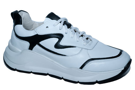 Кроссовки женские из натуральной кожи ЧЕРНО-БЕЛЫЕ