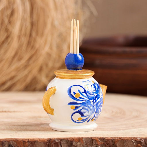 Цена за 2 шт. Подставка под зубочистки Чайник, 5 см, бело-синяя - Simaland фото 3