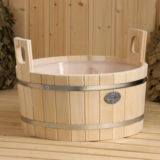 Шайка - таз для бани и сауны, 15 л, липа, пластиковая вставка, «Добропаровъ»