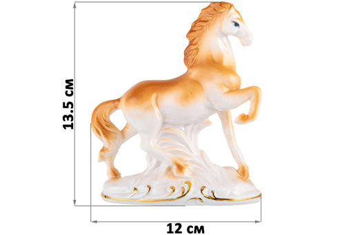 Фигурка декоративная 12*5,5*13,5 см Лошадь коричневая с золотом, фарфор - Elan gallery фото 2