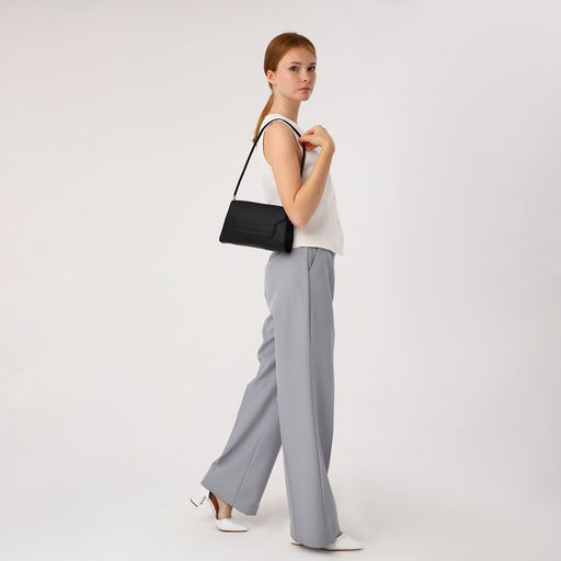 Сумка женская мессенджер без застёжки, 26×7×15 см, чёрная