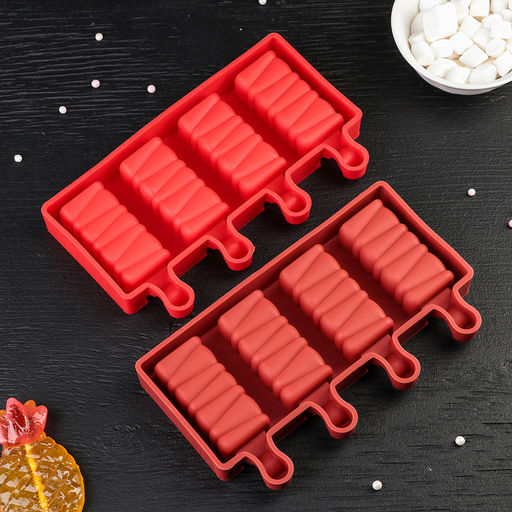 Форма для мороженого Венеция, силикон, 19.6?11?2.4 см, 4 ячейки, розовая - Simaland фото 6