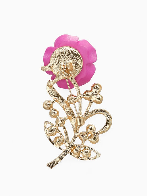 Брошь Цветок, роза нежная, розовая в золоте