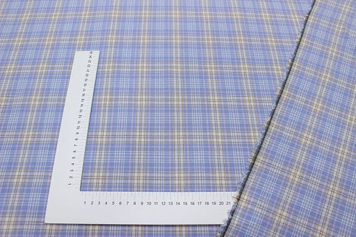 Вареный (стираный) хлопок Тройная клетка цв.голубая сирень, ш.2.5м, хл-100%, 115гр/м.кв - Купава фото 2