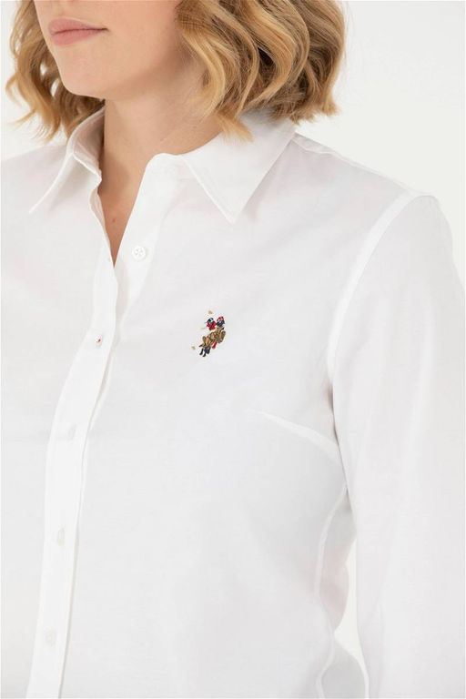 Женская белая базовая рубашка с длинным рукавом - U.s. polo assn фото 7