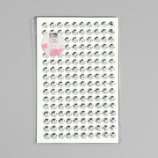 Цена за 4 шт. Стразы самоклеящиеся, d = 6 мм, 160 шт на листе на листе, цвет серебряный