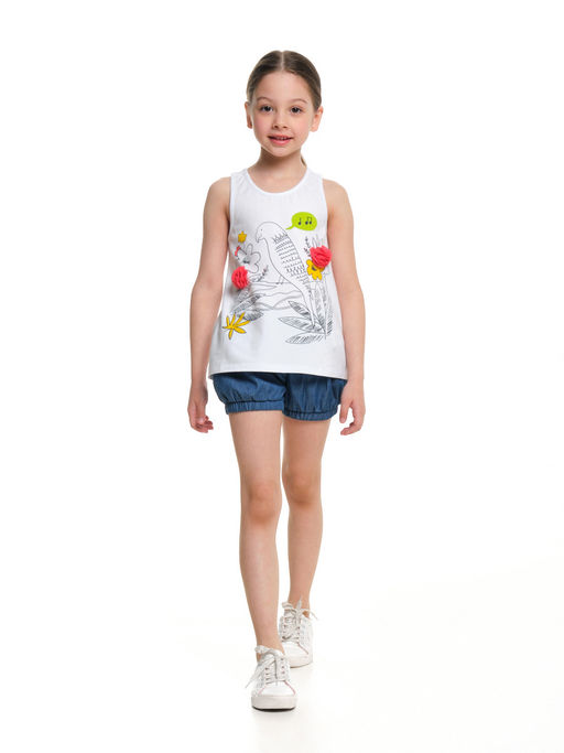 Комплект для девочки с шортами UD 3442/2936 бел/джинс - Mini maxi фото 4