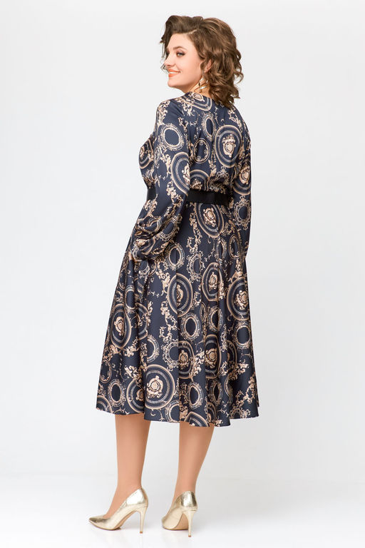 Платье Swallow 707 черный+бежевый принт