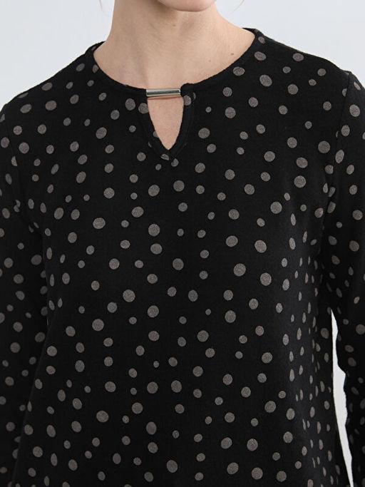 Bisiklet Yaka Puantiyeli Bluz