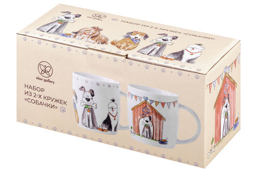 Набор 2 кружек 360 мл 12*8,5*9 см Собачки NEW BONE CHINA - Elan gallery фото 9