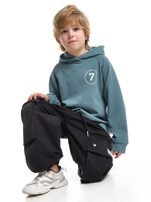 Худи: спортивный стиль для подростка 22-7996 серо-зеленый - Mini maxi фото 3