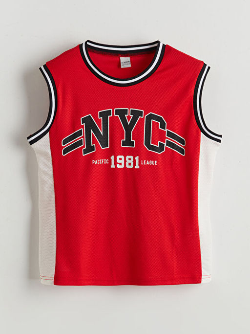 Bisiklet Yaka NYC Bask?l? Erkek ?ocuk Atlet