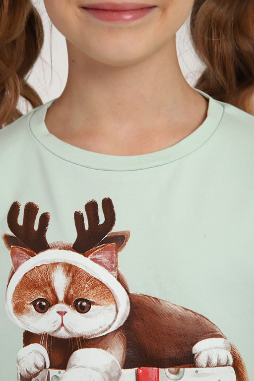 Пижама для девочки ПД-019-073 Кот Новый год