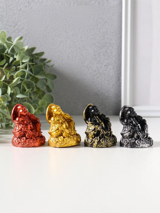 Набор фигурок 4 шт. «Хотей с зонтом», полистоун, 4.5×4.8×5.6 см