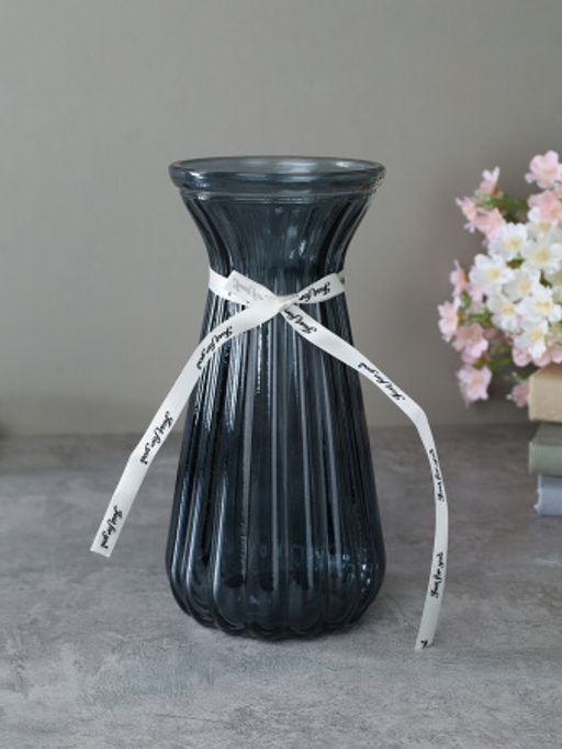 Ваза для цветов 22 см серая с лентой / WRD-147 /уп 30/ без индивидуальной упаковки - Галеонтрейд фото 2