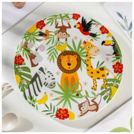 Набор Джунгли 3 предмета: кружка 240 мл, миска 18 см, тарелка 19 см в подар упаковке арт.MFKS3-2 /МФК/  фото 12